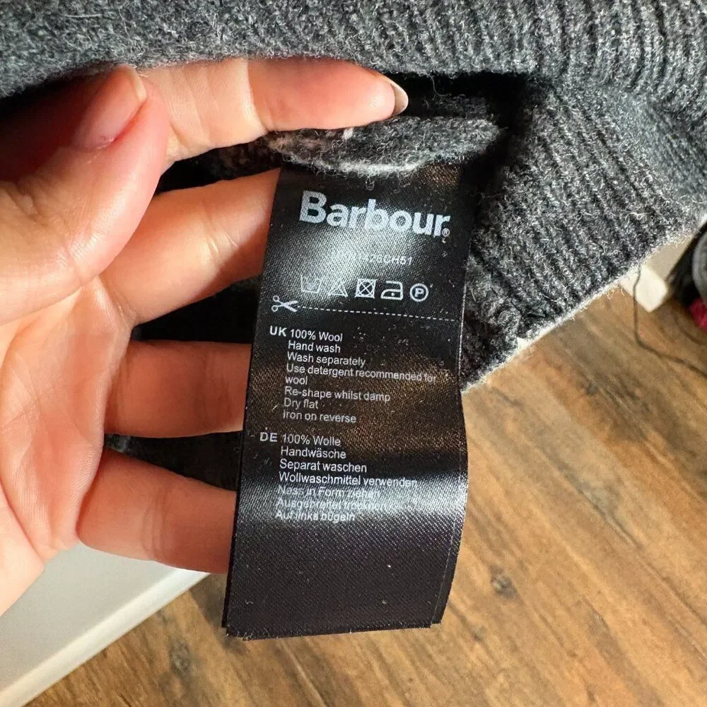 NWT Barbour Men's Regis Fair Isle Crew Sweater Charcoal 100% Wool